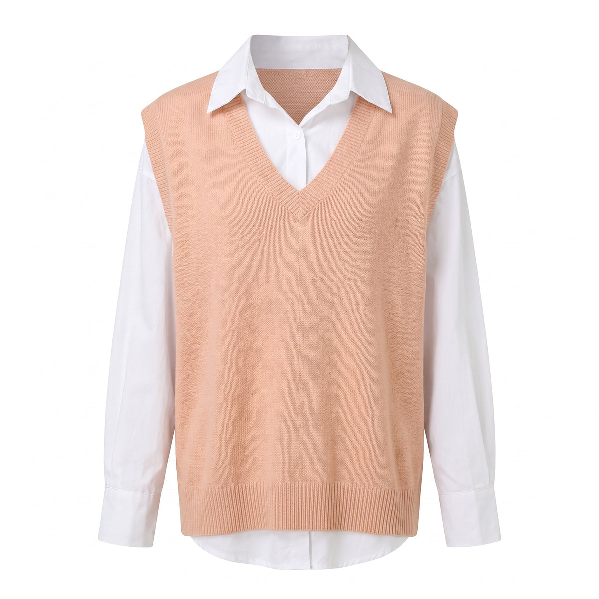 Knitted Vest Sweater V-Neck Sleeveless Pullover Solid Color - studio