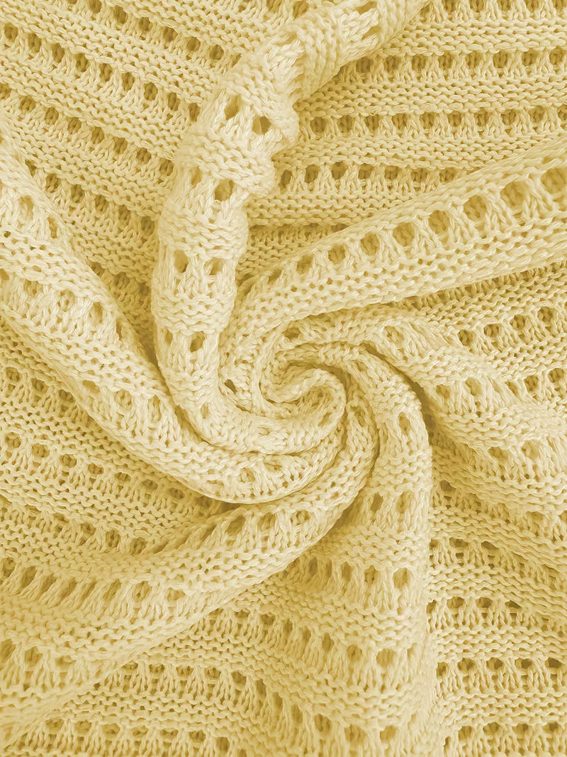 NOVA | Women's Knitted Holiday Mini Dress – Sleeveless Crochet Beach Vacation Dress | White & Yellow