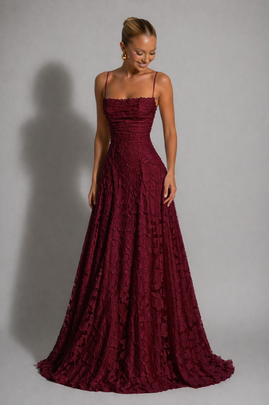 NOVA | Lace Wedding Guest Maxi Dress | Elegant Strappy Evening Gown
