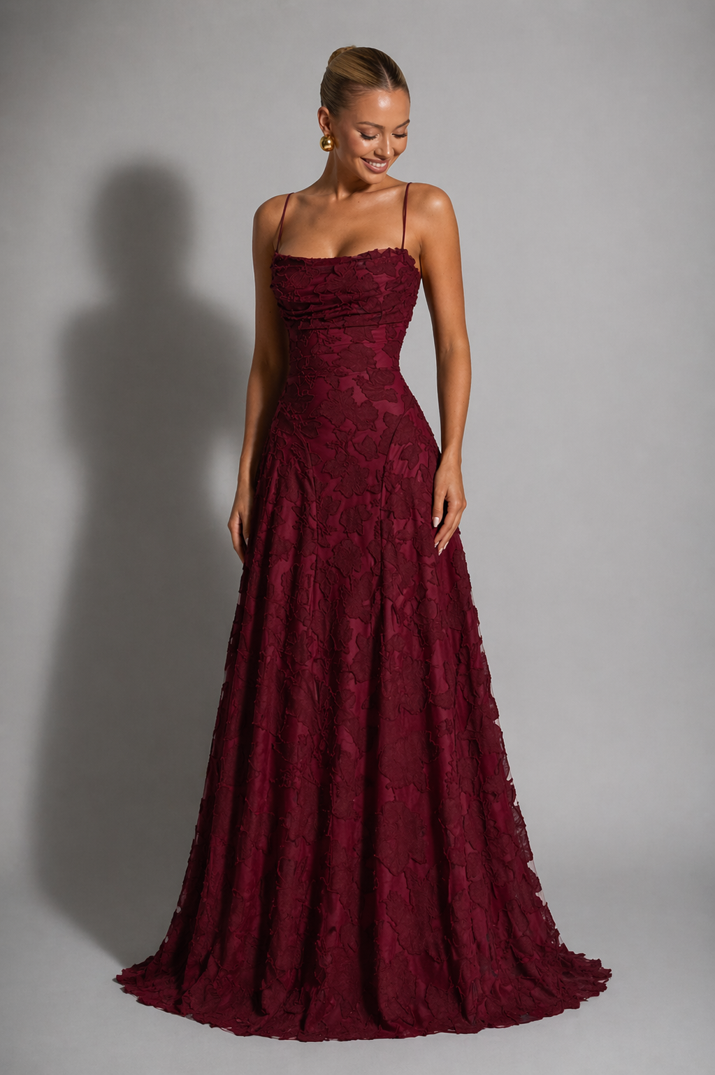 NOVA | Lace Wedding Guest Maxi Dress | Elegant Strappy Evening Gown