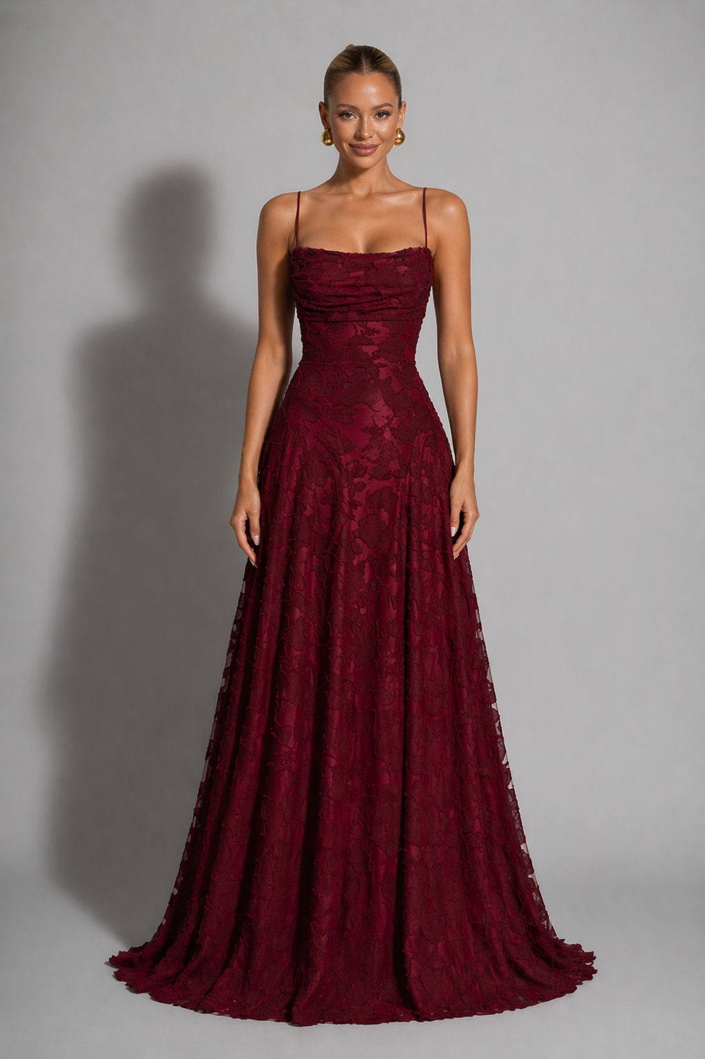 NOVA | Lace Wedding Guest Maxi Dress | Elegant Strappy Evening Gown