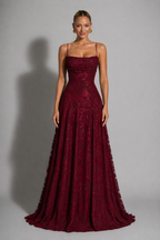 NOVA | Lace Wedding Guest Maxi Dress | Elegant Strappy Evening Gown
