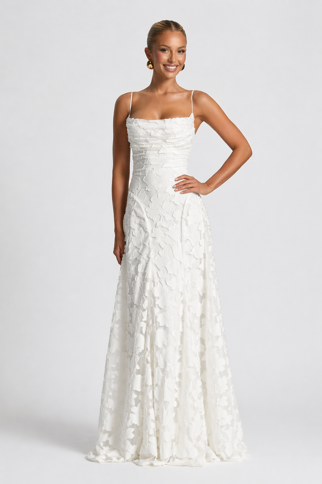 NOVA | Lace Wedding Guest Maxi Dress | Elegant Strappy Evening Gown
