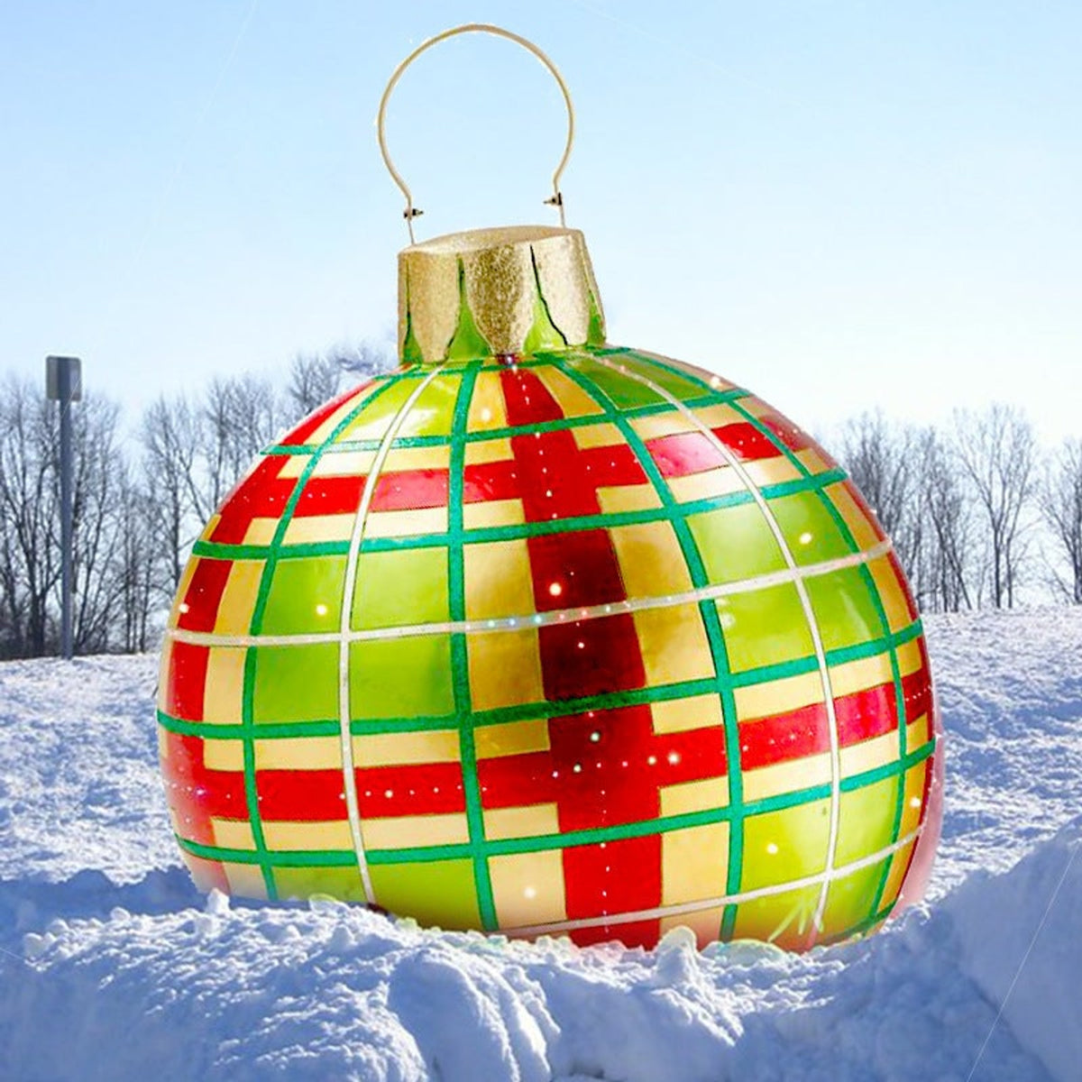 Large Inflatable Christmas Ornament With Snowflake Pattern - Image 7