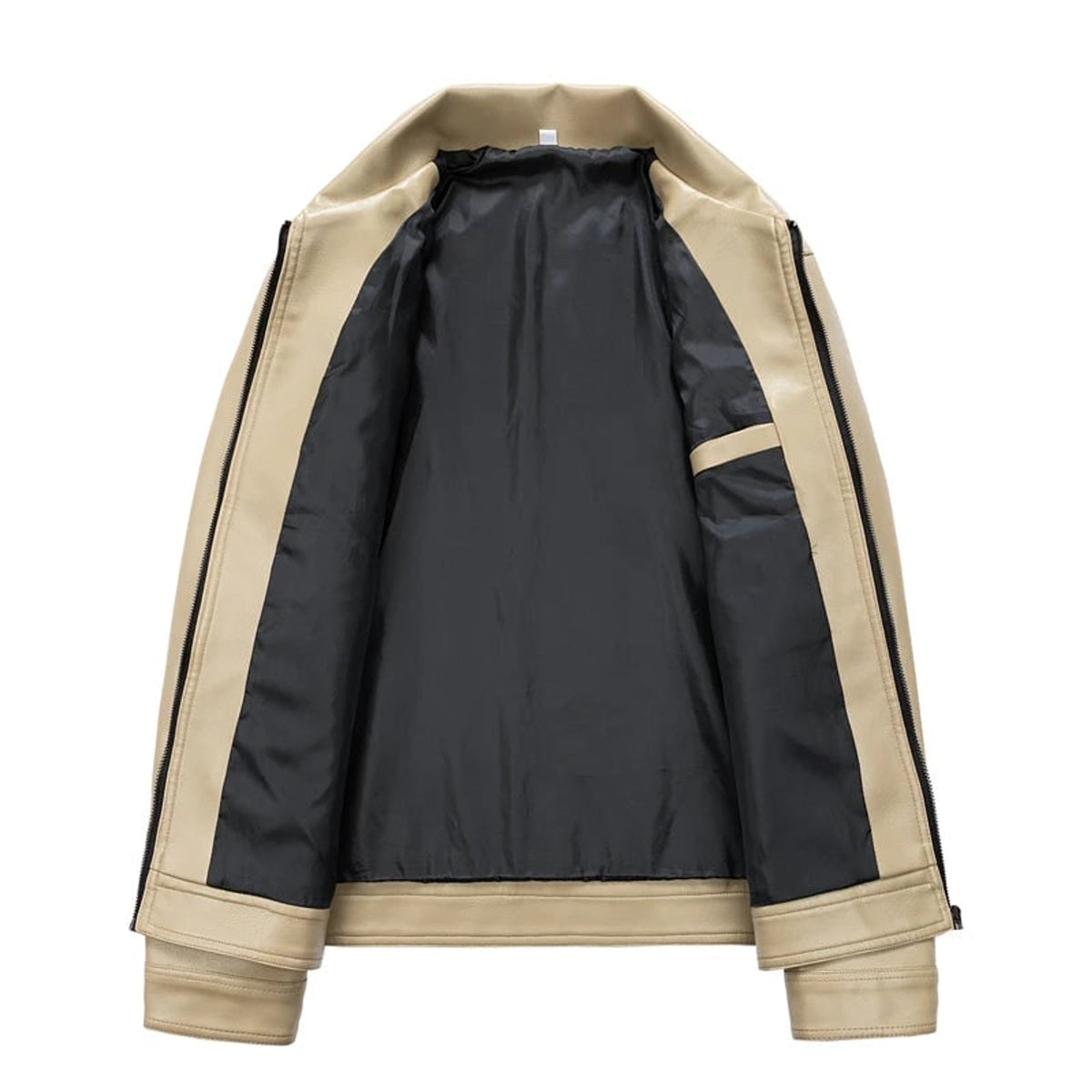 Leather Bomber Jacket with Relaxed Fit and Zip Pockets - Image 3