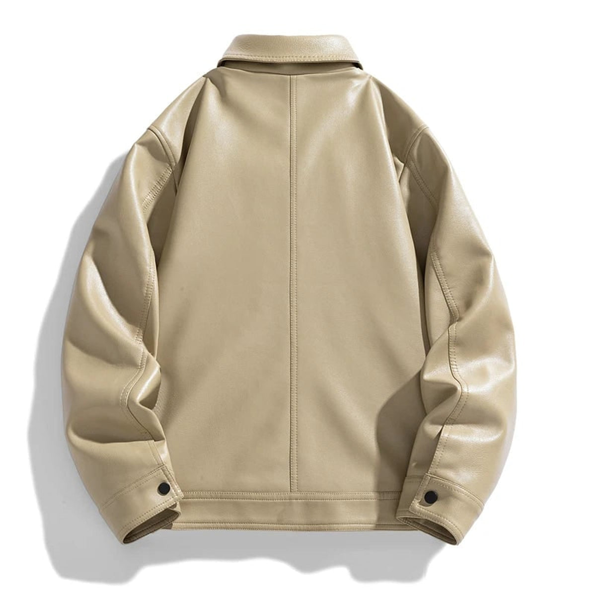 Leather Bomber Jacket with Relaxed Fit and Zip Pockets - Image 4