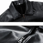 Leather Bomber Jacket with Relaxed Fit and Zip Pockets - Image 5