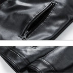 Leather Bomber Jacket with Relaxed Fit and Zip Pockets - Image 6