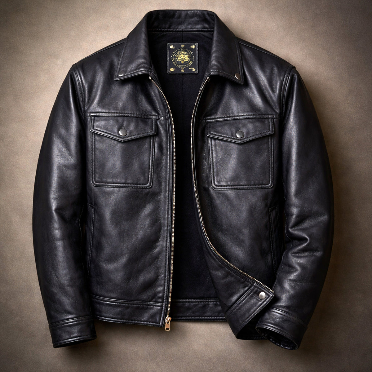 Leather Jacket with Relaxed Fit and Zip-Front - Image 2