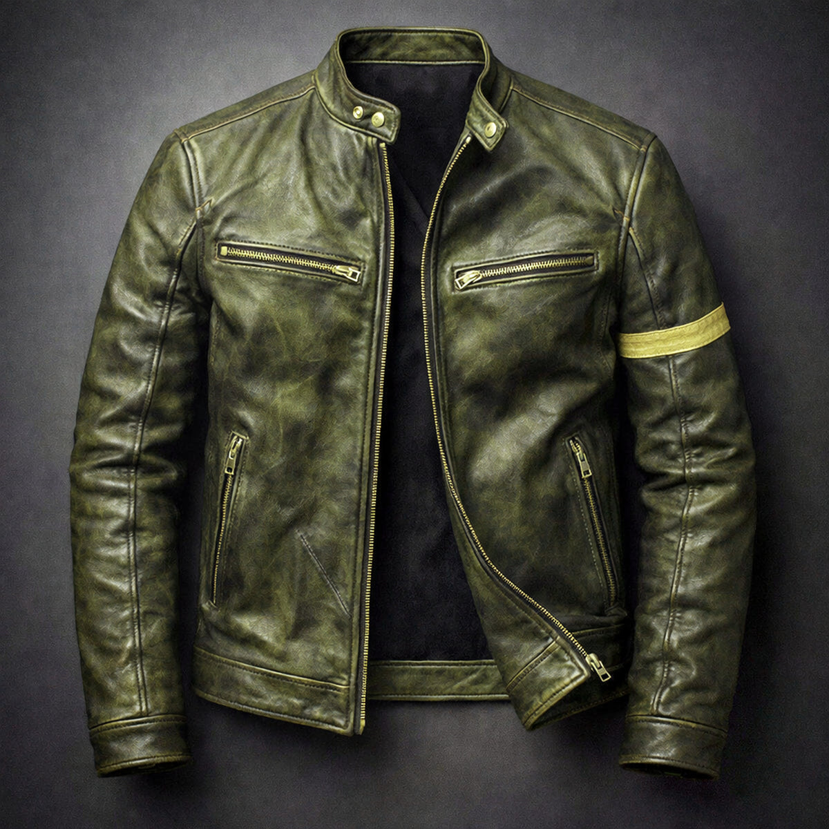 Leather Jacket with Relaxed Fit and Zip-Up Front - Image 2