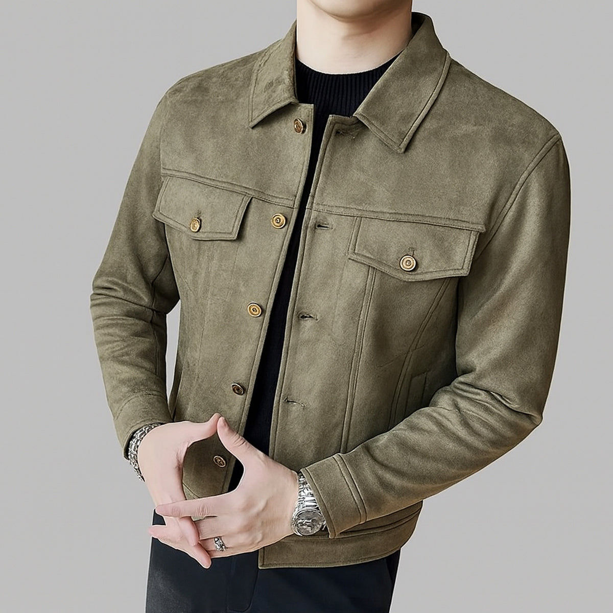 Leather Jacket with Streamlined Tailored Fit and Button-Front - Image 4
