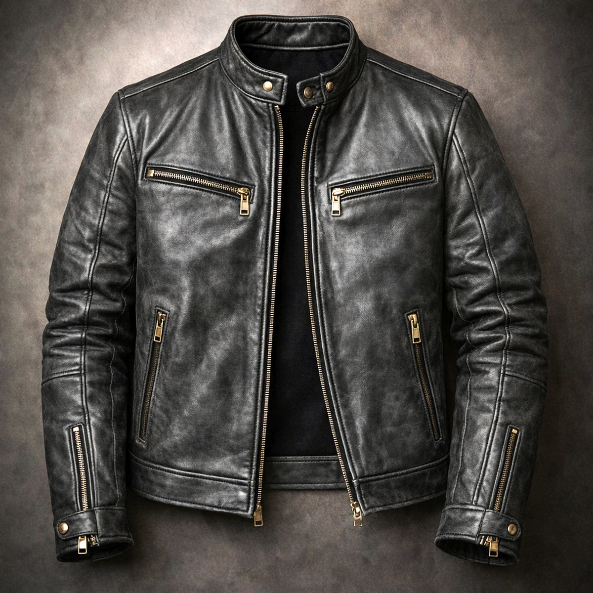 Leather Jacket with Streamlined Tailored Fit and Pockets - Image 2