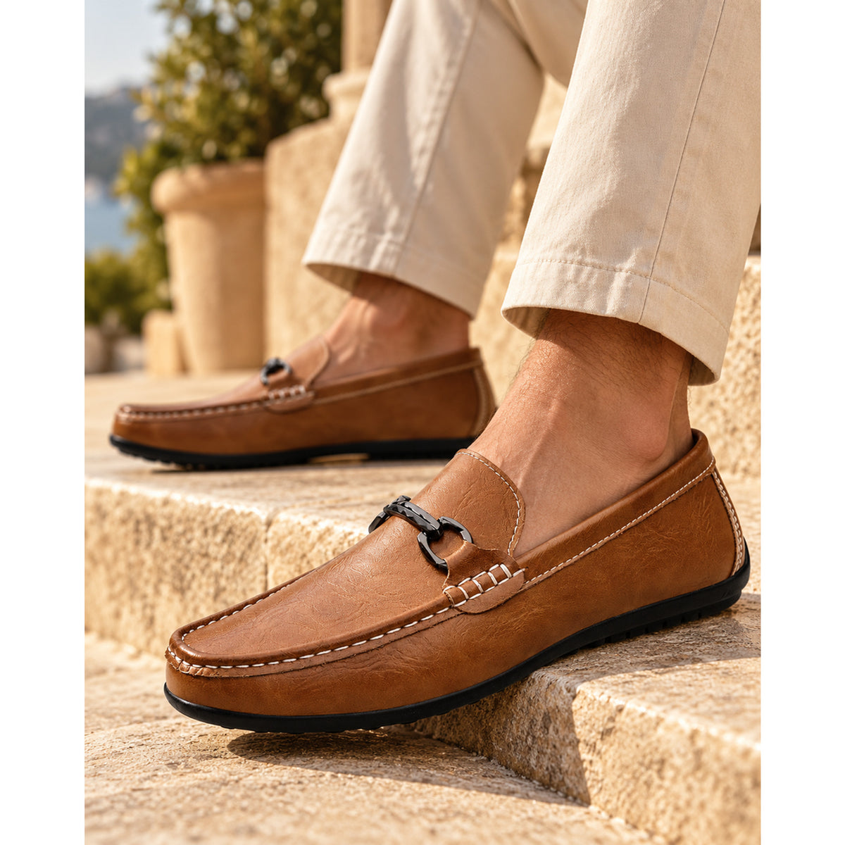 Leather Loafers with Cushioned Footbed and Slip-On Entry - Image 2