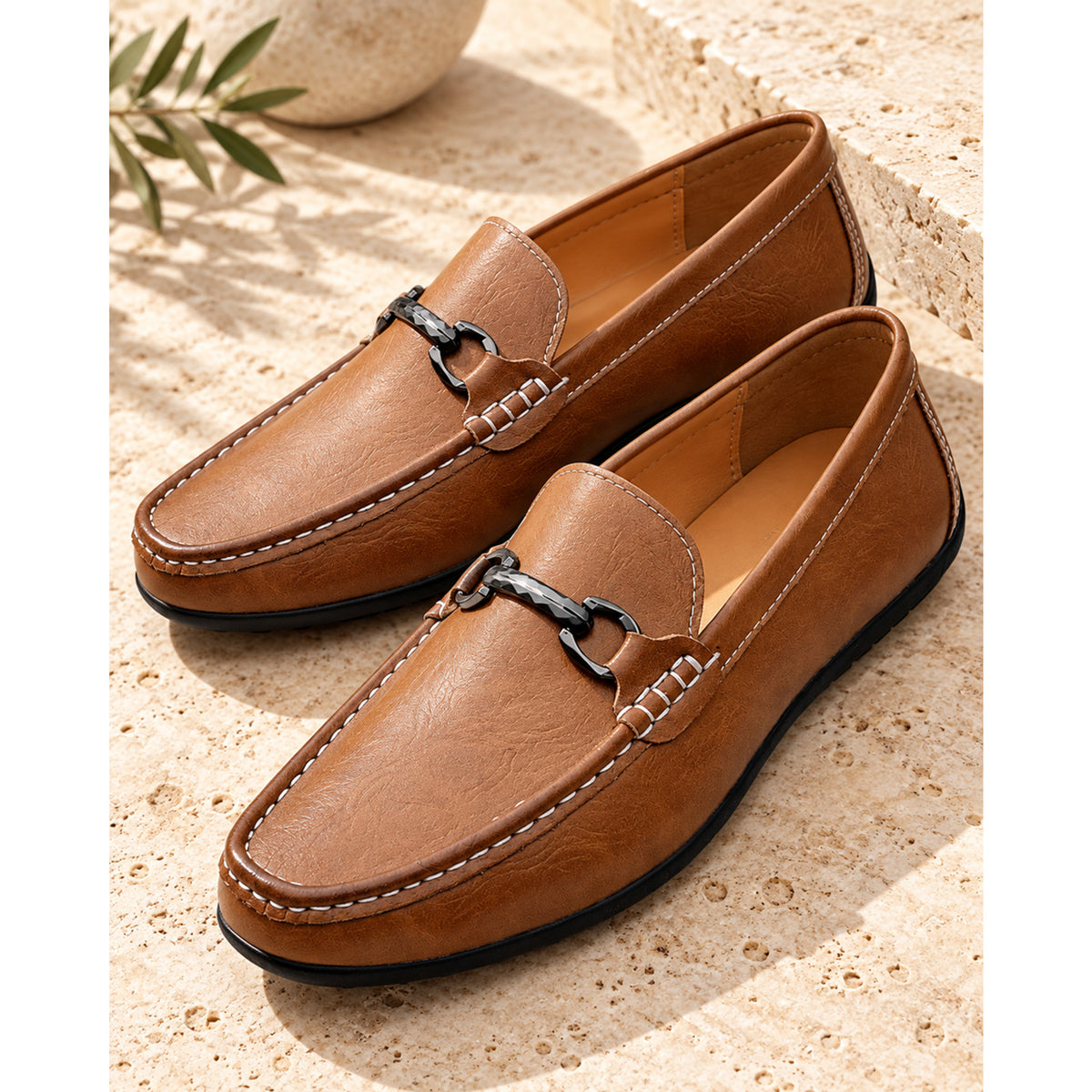 Leather Loafers with Cushioned Footbed and Slip-On Entry - Image 3