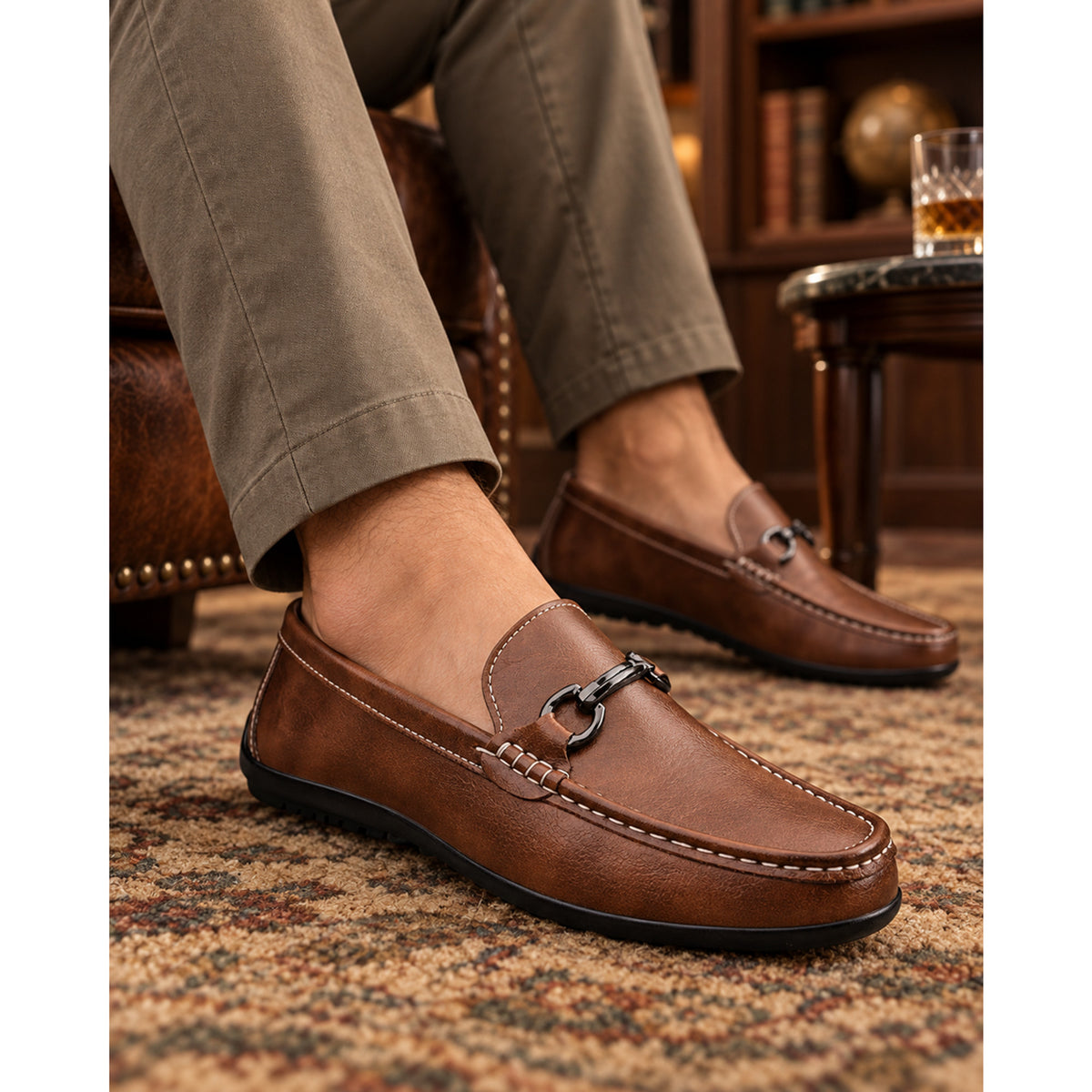 Leather Loafers with Cushioned Footbed and Slip-On Entry - Image 5