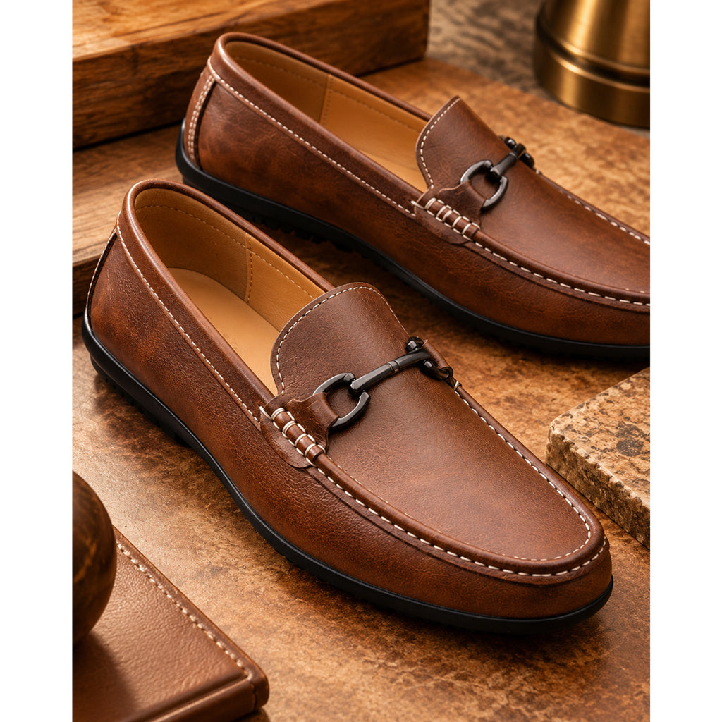 Leather Loafers with Cushioned Footbed and Slip-On Entry - Image 6