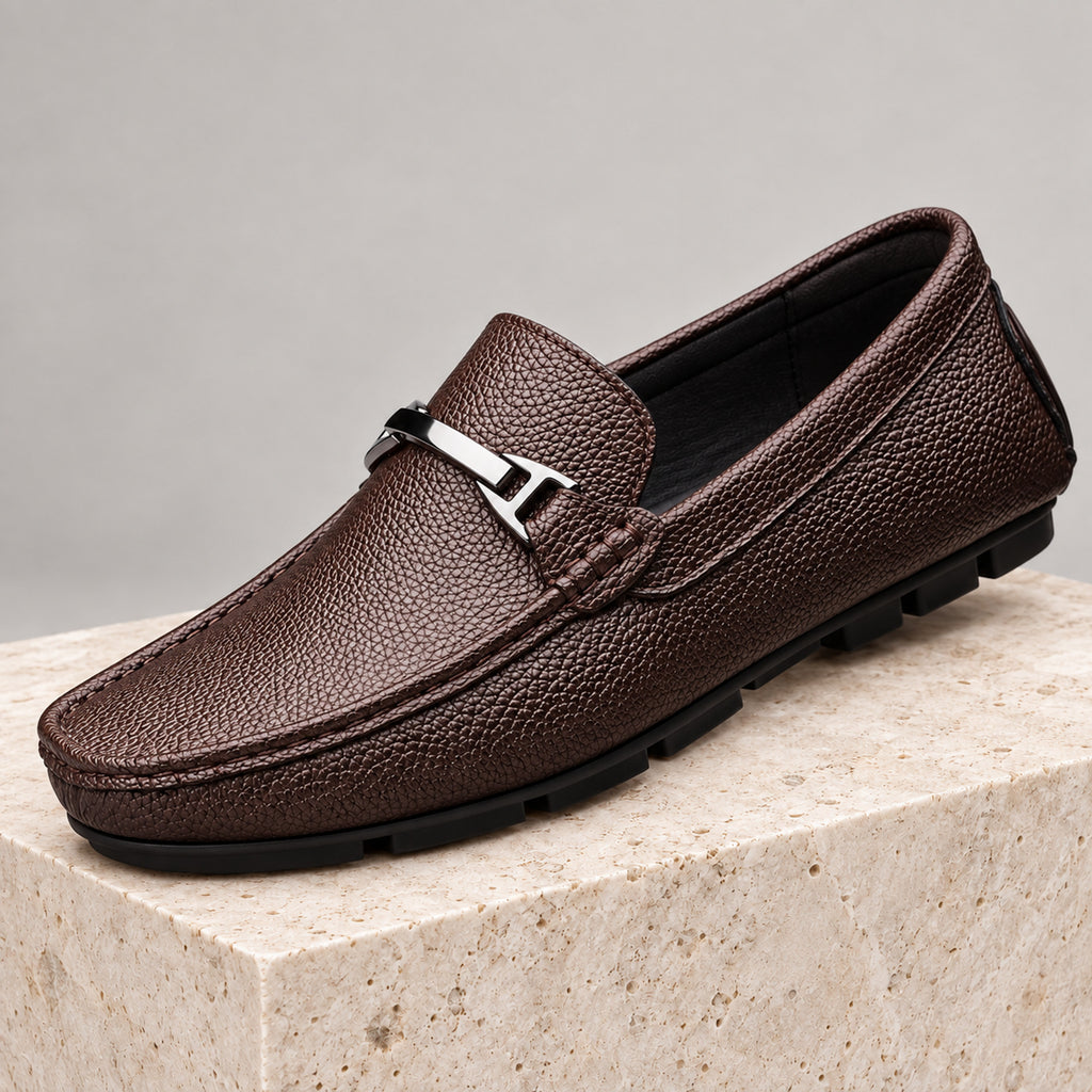 Leather Loafers with Secure Slip-On Style and Metal Hardware - Image 1