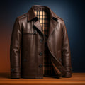 Leather Overcoat with Streamlined Tailored Fit and Button-Front - Image 2
