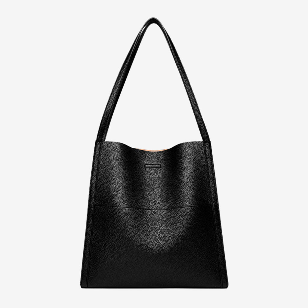 Leather Shoulder Bag with Streamlined Top Handle and Textured Finish - Image 6