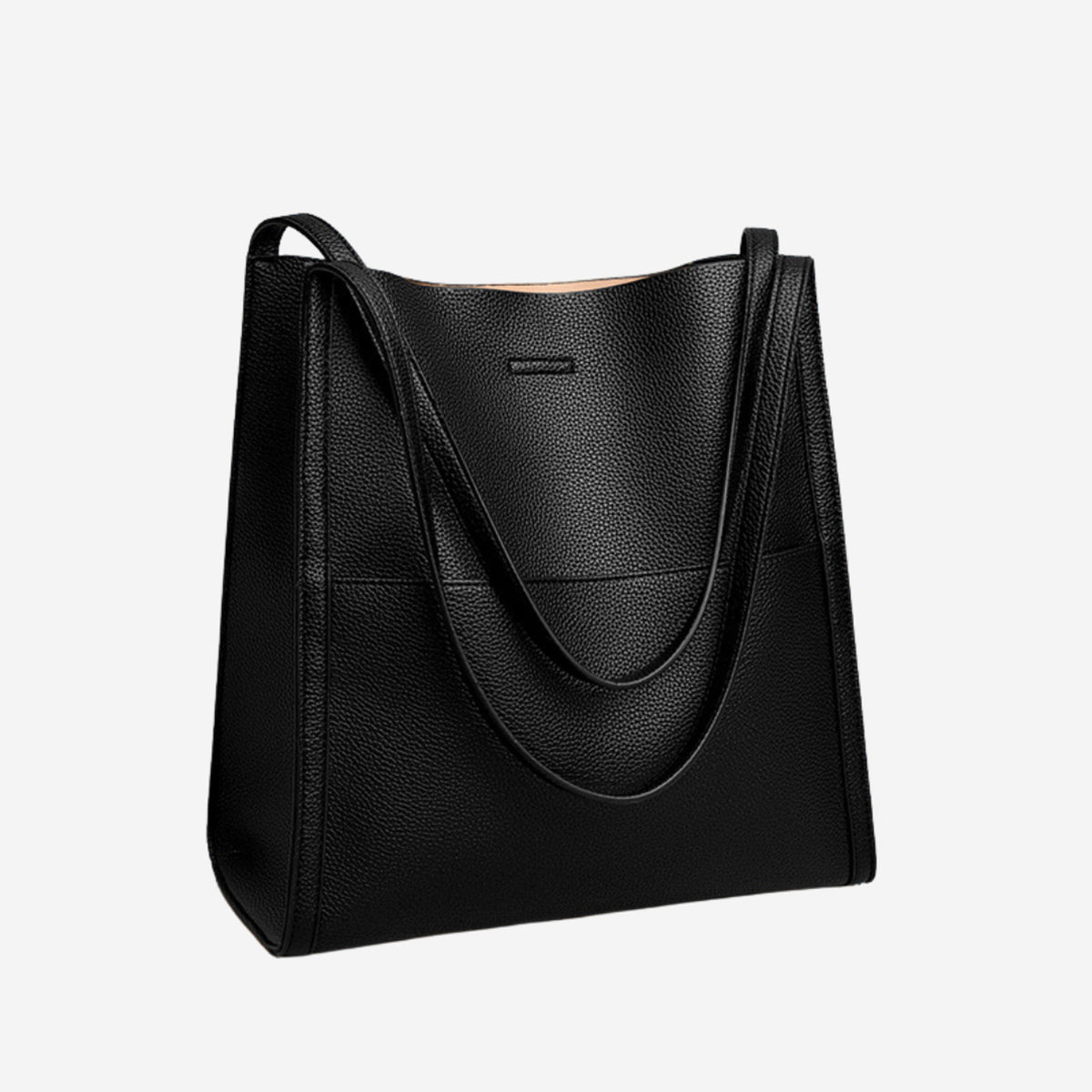 Leather Shoulder Bag with Streamlined Top Handle and Textured Finish - Image 7