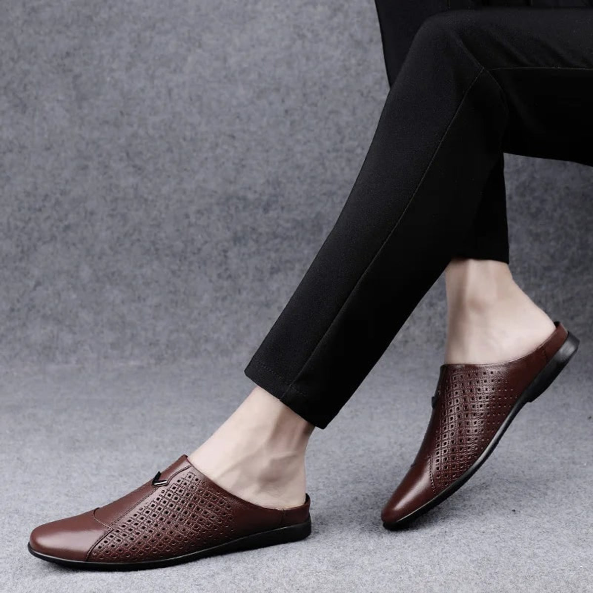 Leather Slip Ons with Secure Mule and Lattice - Image 5