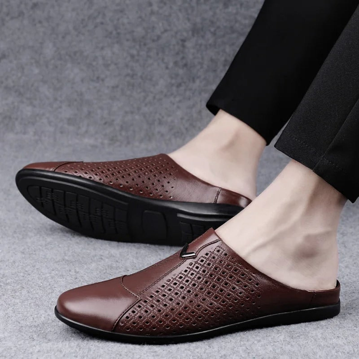 Leather Slip Ons with Secure Mule and Lattice - Image 7