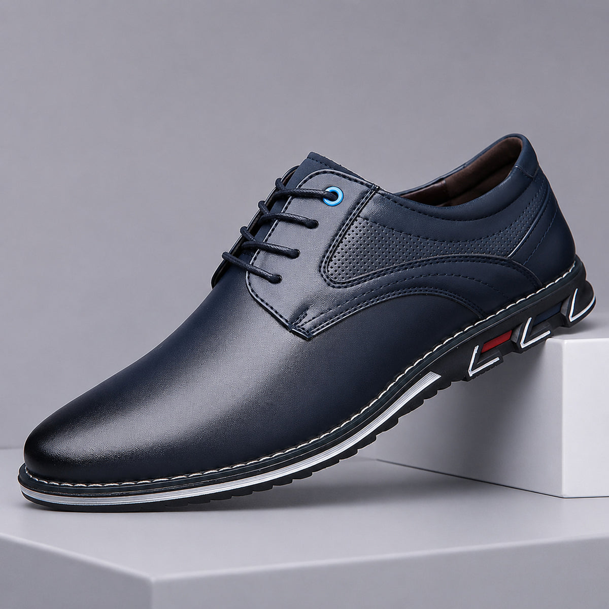 Leather Sneakers with Supportive Dress Shoe and Lace-Up - Image 1