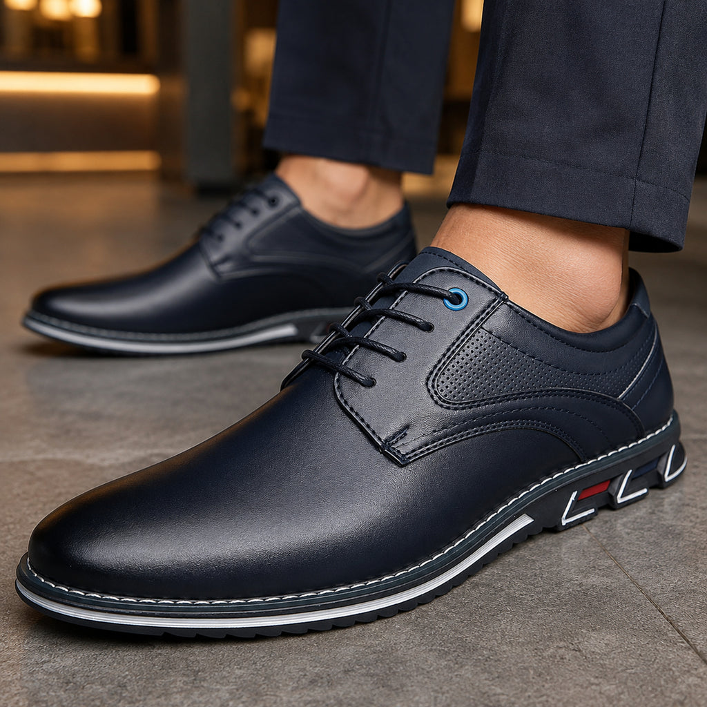 Leather Sneakers with Supportive Dress Shoe and Lace-Up - Image 2