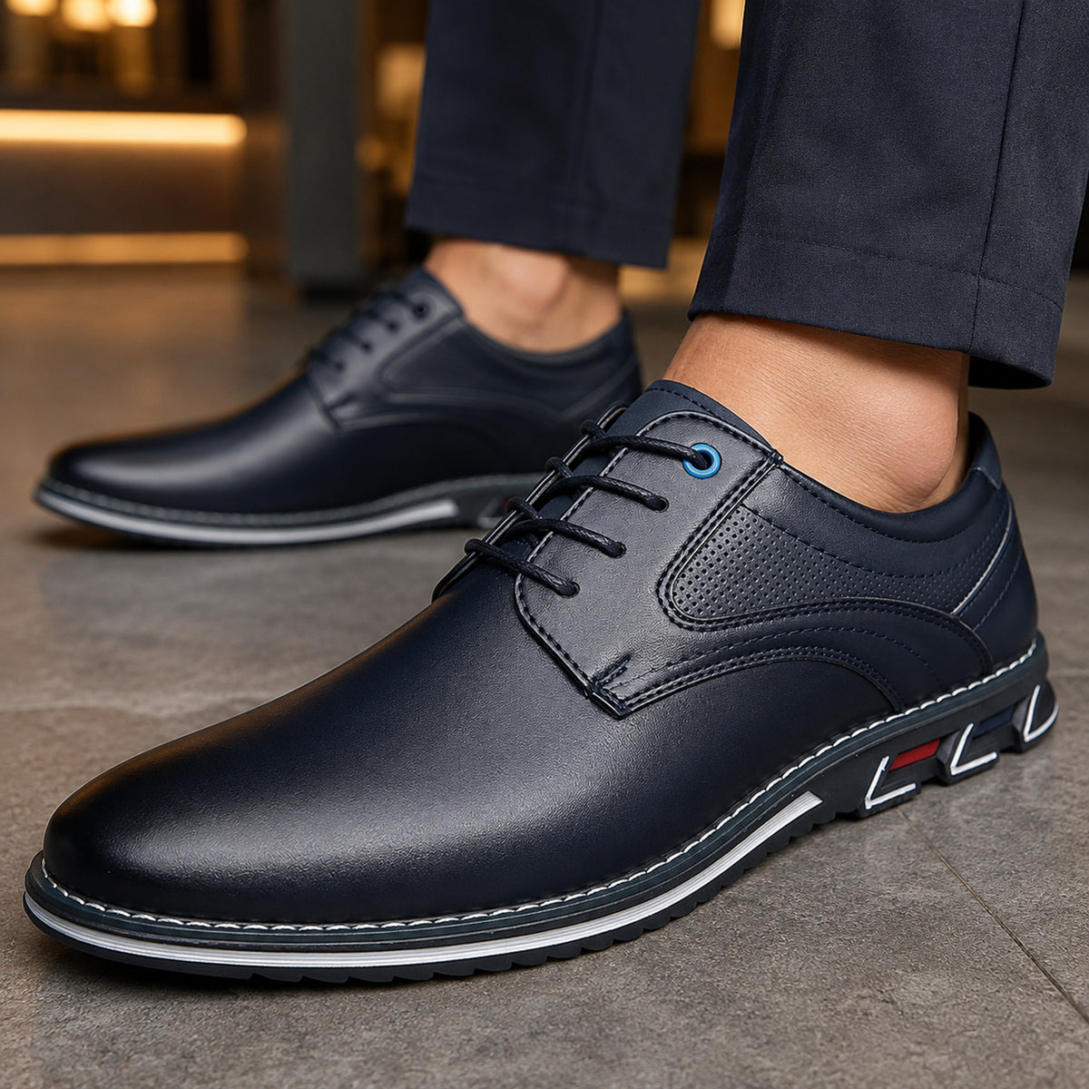Leather Sneakers with Supportive Dress Shoe and Lace-Up - Image 2