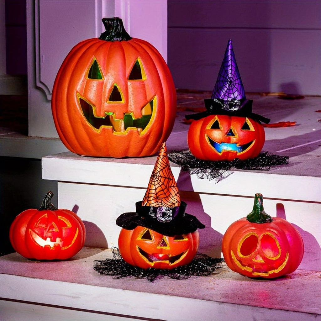 LED Jack O'lantern Halloween Light Up Pumpkins With LED Light Battery Operated Freestanding Display For Halloween Decor - Image 3