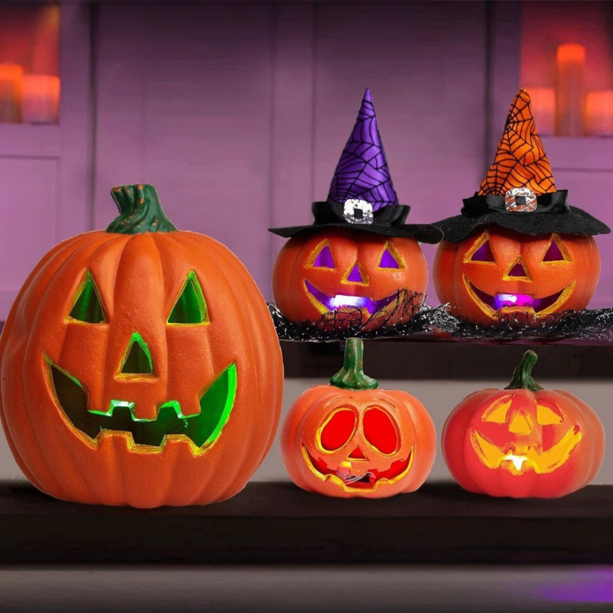 LED Jack O'lantern Halloween Light Up Pumpkins With LED Light Battery Operated Freestanding Display For Halloween Decor - Image 1