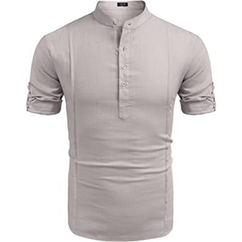 Linen Shirt with Relaxed Fit and Henley Collar - Image 10