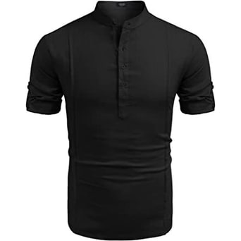 Linen Shirt with Relaxed Fit and Henley Collar - Image 2