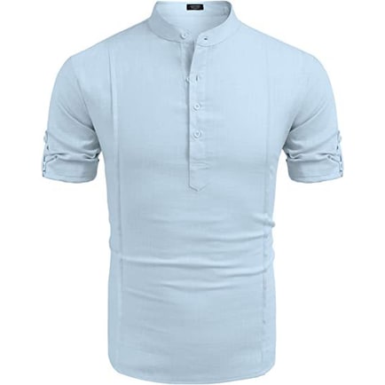 Linen Shirt with Relaxed Fit and Henley Collar - Image 4