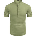Linen Shirt with Relaxed Fit and Henley Collar - Image 5