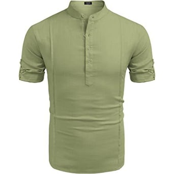 Linen Shirt with Relaxed Fit and Henley Collar - Image 5