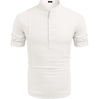 Linen Shirt with Relaxed Fit and Henley Collar - Image 7