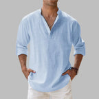 Linen Shirt with Relaxed Tailored Fit and Collar - Image 1