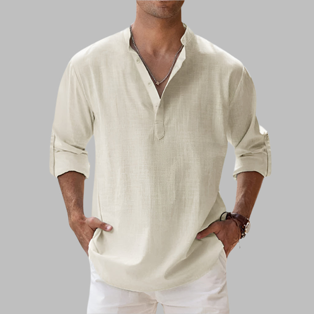Linen Shirt with Relaxed Tailored Fit and Collar - Image 5
