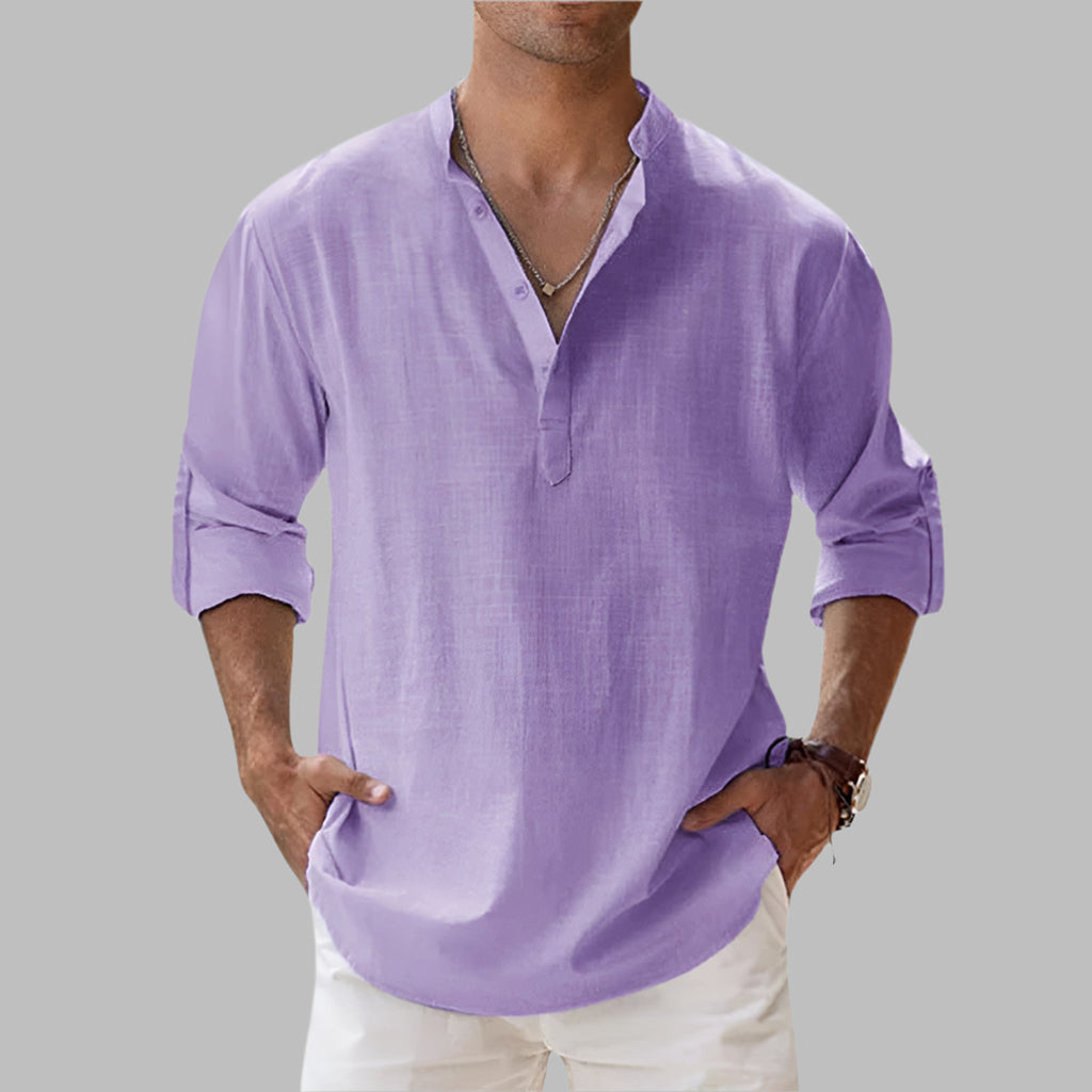Linen Shirt with Relaxed Tailored Fit and Collar - Image 6