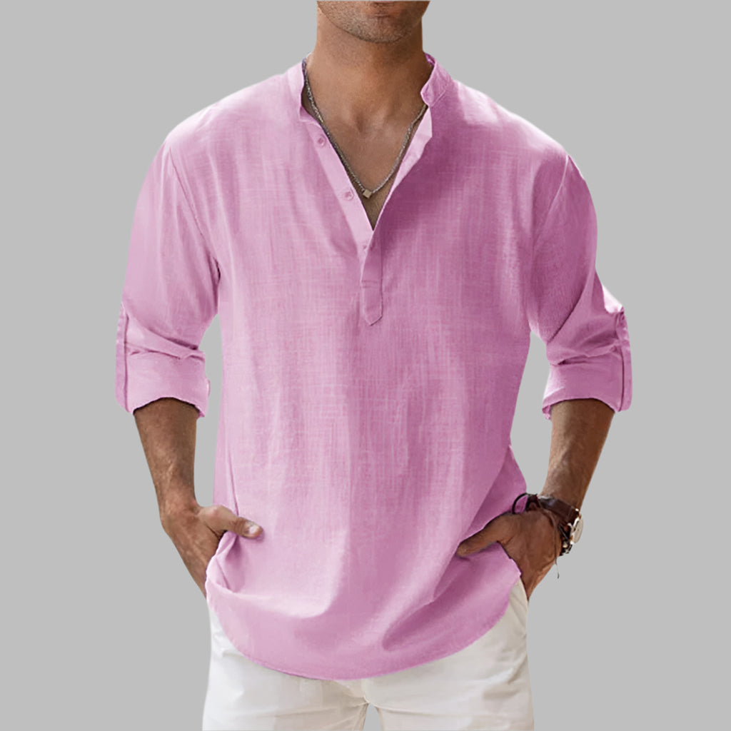 Linen Shirt with Relaxed Tailored Fit and Collar - Image 7