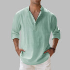 Linen Shirt with Relaxed Tailored Fit and Collar - Image 8