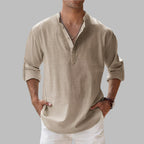 Linen Shirt with Relaxed Tailored Fit and Collar - Image 9