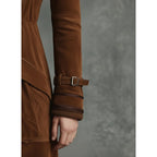 Long Coat with Flattering Suede Trench and Lapel Collar - Image 3