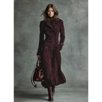 Long Coat with Flattering Suede Trench and Lapel Collar - Image 8