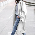 Long Coat with Single-Breasted Woolen Design and Lapel - Image 3