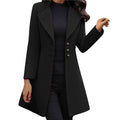 Long Sleeve Coat with Water-Resistant Double-Breasted Design and Button Front - Image 1