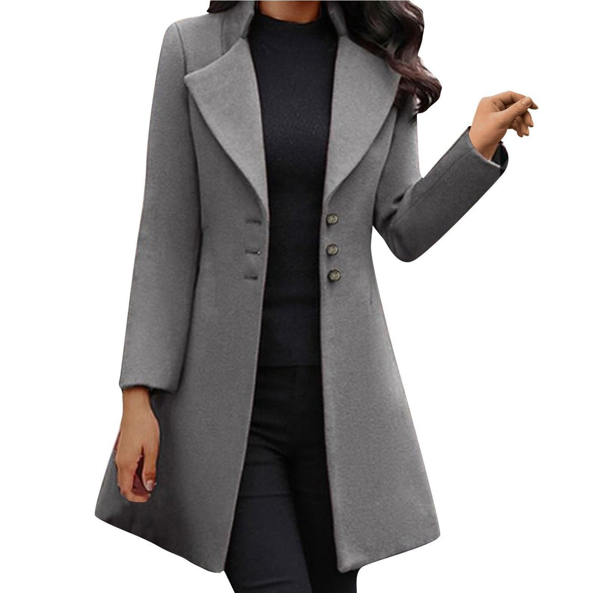 Long Sleeve Coat with Water-Resistant Double-Breasted Design and Button Front - Image 2