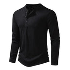 Long Sleeve Henley Shirt with Relaxed Fit and Button-Front - Image 2