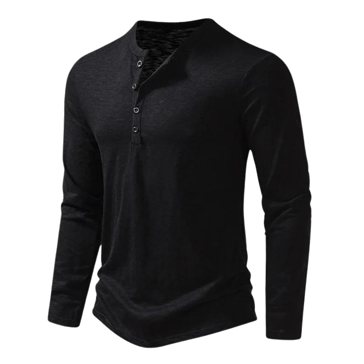 Long Sleeve Henley Shirt with Relaxed Fit and Button-Front - Image 2